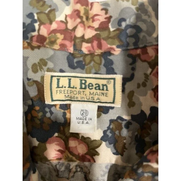 VTG LL Bean Cotton Floral Button Up Shirt 20 XXL Cottage Core Preppy Prairie - Picture 4 of 10